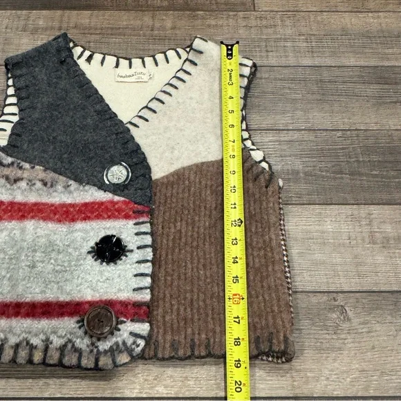 Baabaazuzu Vintage Wool Vest Womens Patchwork Sweater Lagenlook Boho S - Picture 6 of 8